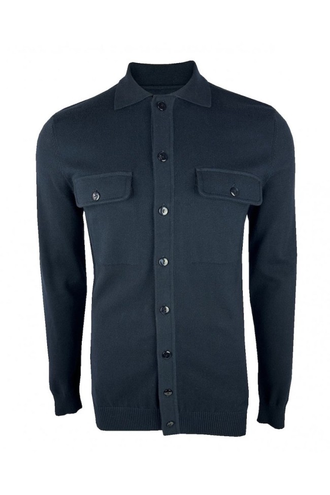 TR9010 Button Through Pocket Cardigan Navy