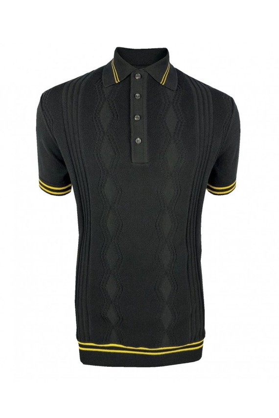 TR8913 Pointelle Knit Plain Polo Black