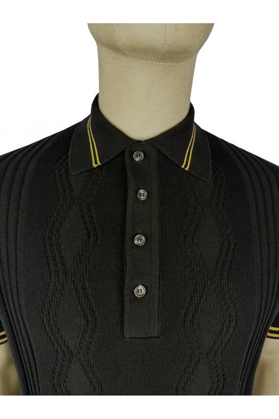 TR8913 Pointelle Knit Plain Polo Black