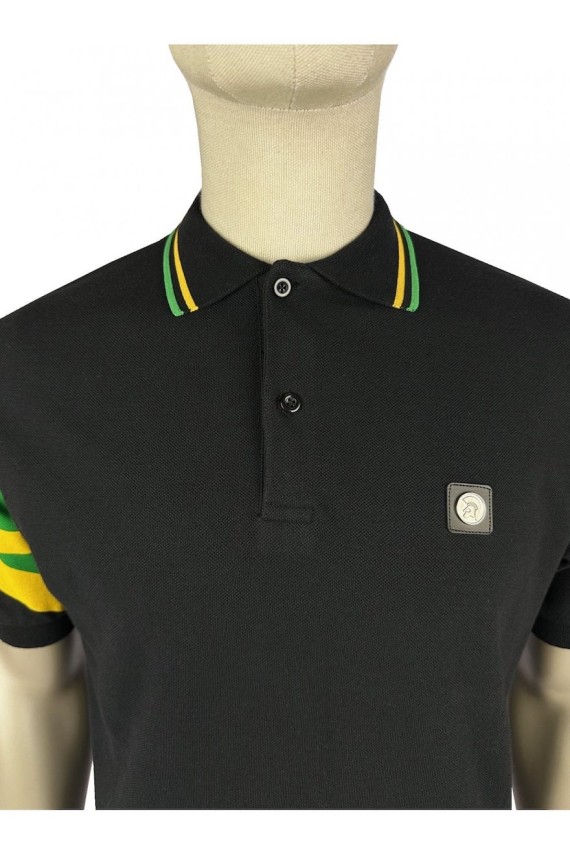 TR9022 Flag Sleeve Pique Polo Black
