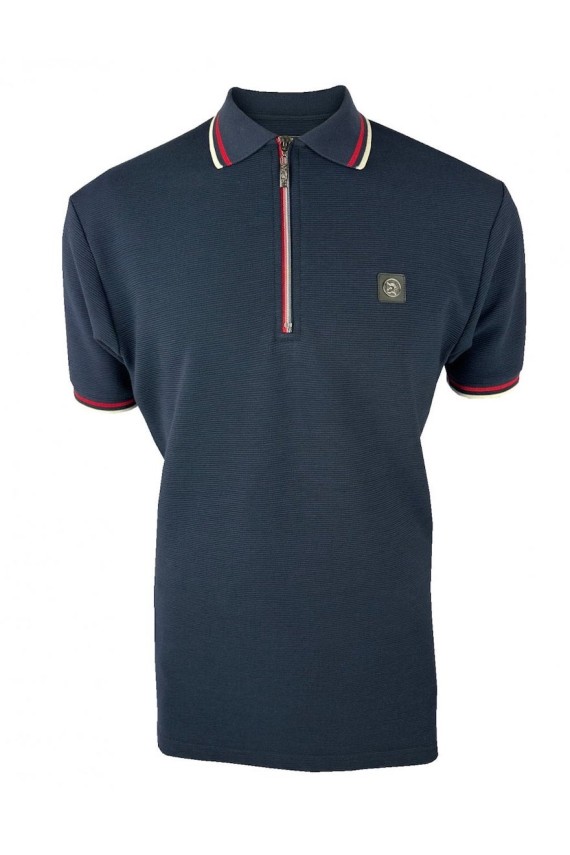 TR9023 Ottoman Rib Zip Polo Navy