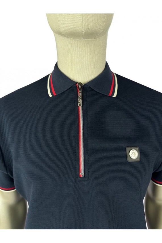 TR9023 Ottoman Rib Zip Polo Navy
