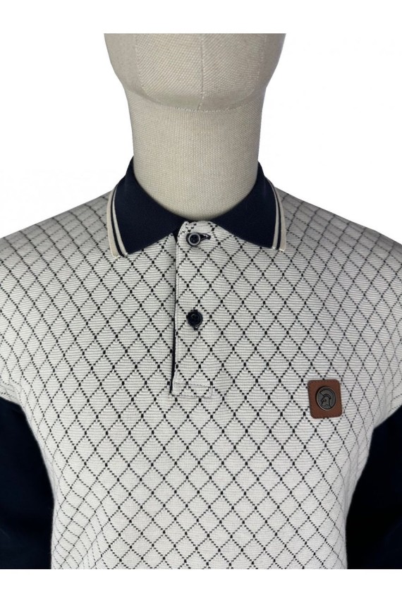 TR9026 Long Sleeve Ottoman Rib Panel Polo Navy