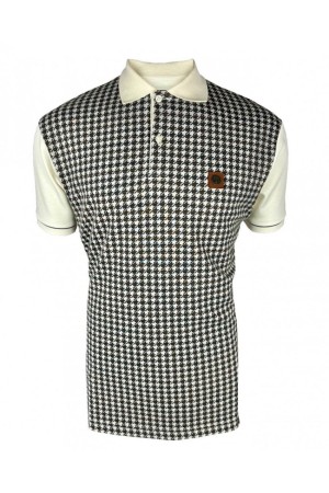 TR9074 Houndstooth Panel Polo Shirt