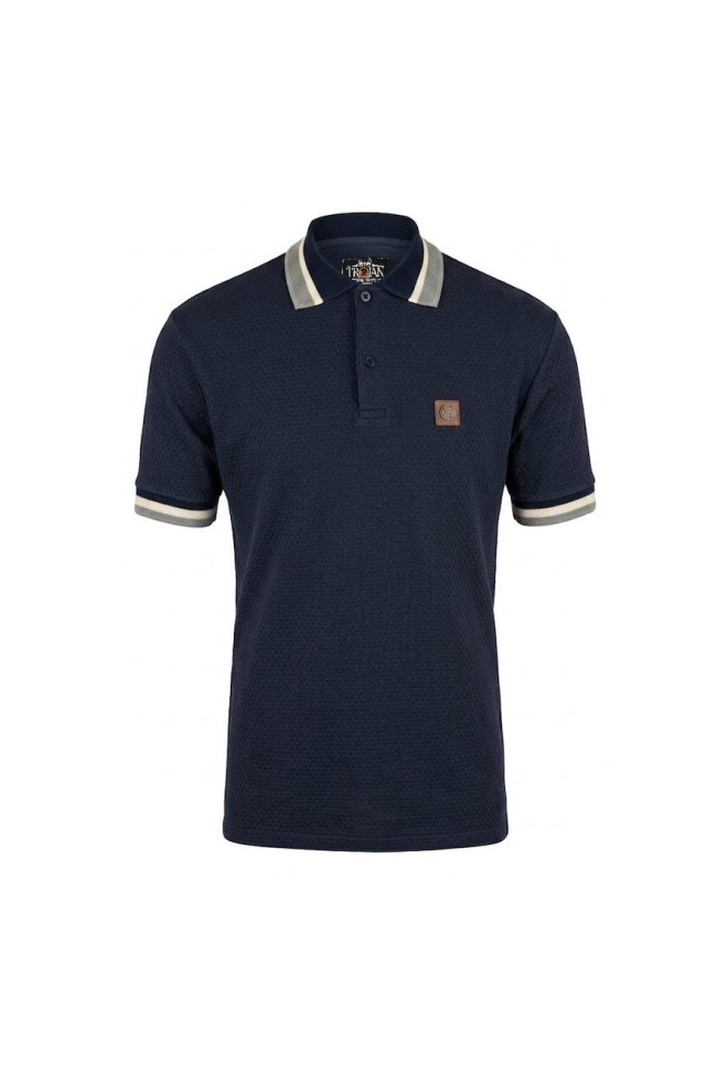 TR9129 Textured Jacquard Collar Polo Navy