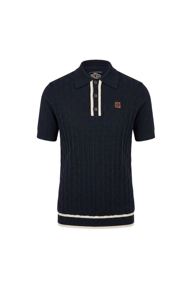 TR9112 Self Check Knitted Polo Navy