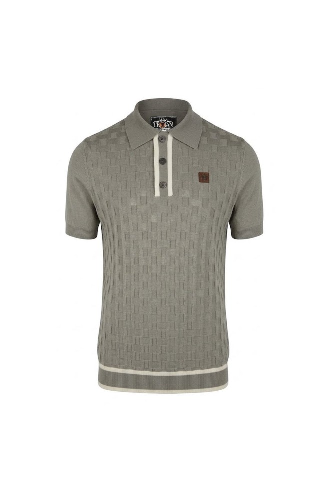 Grey TR9112 Self Check Knitted Polo