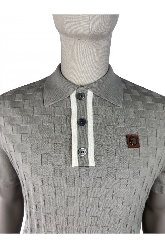 TR9112 Self Check Knitted Polo Grey