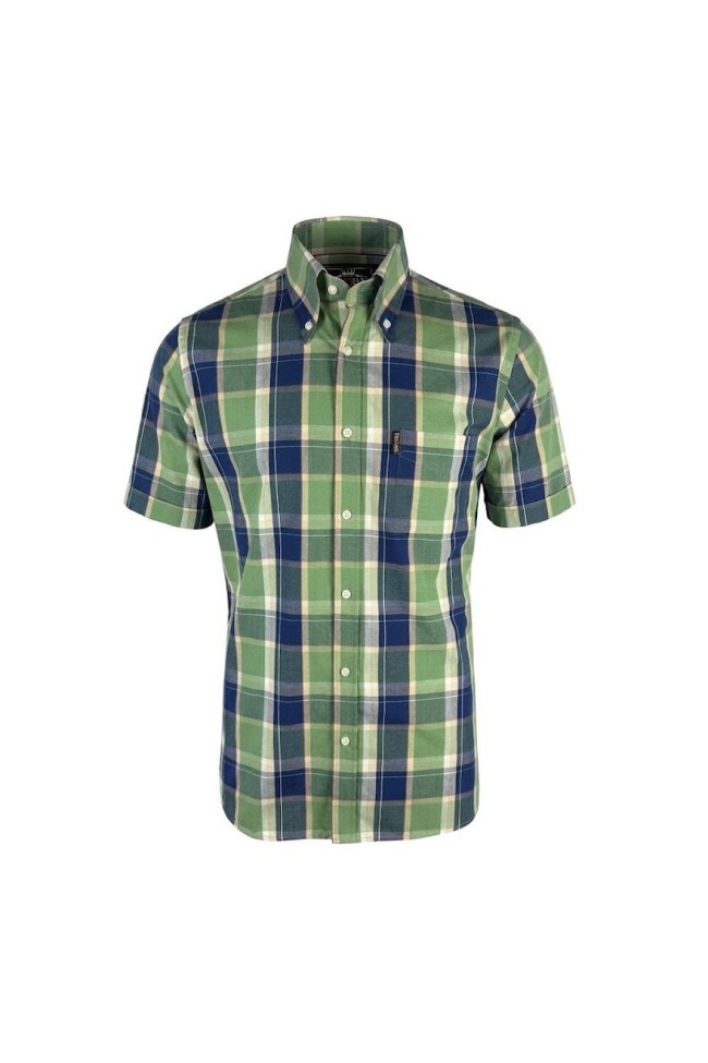 TC1045 H/S B/D Pastel Check Shirt Navy