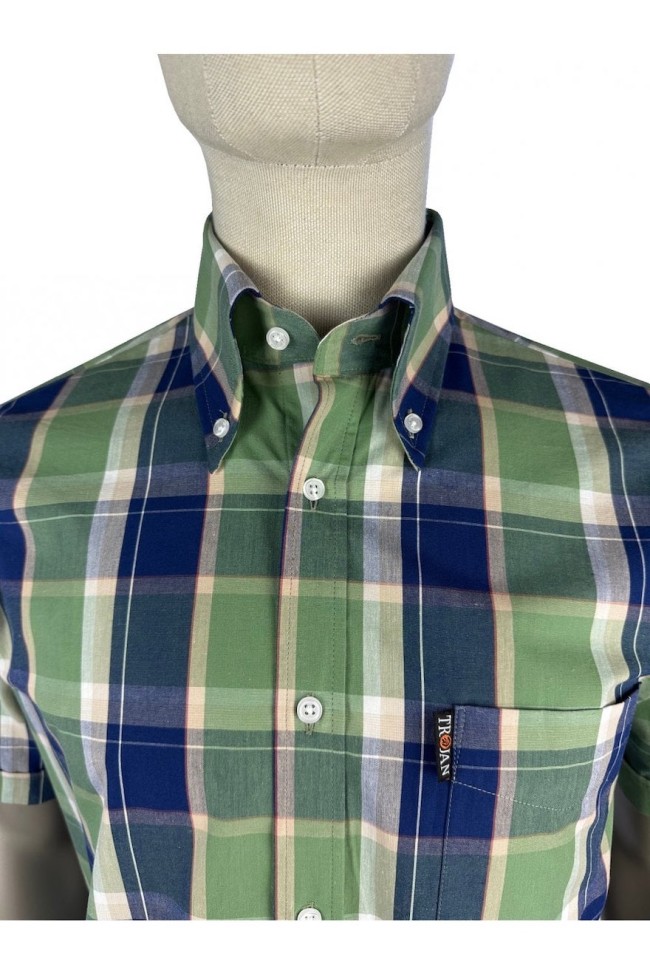 TC1045 H/S B/D Pastel Check Shirt Navy