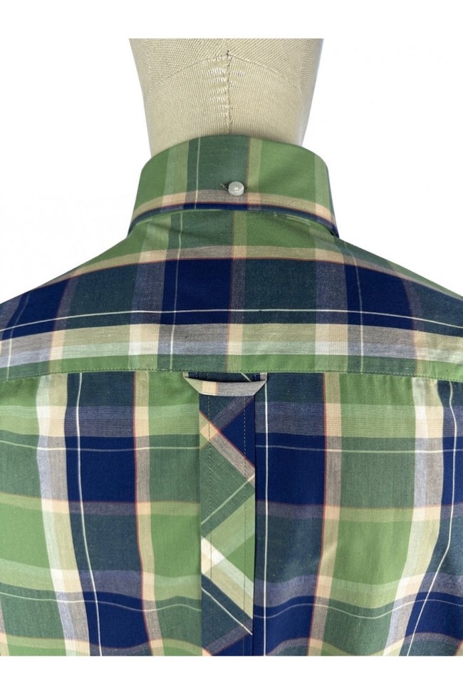 TC1045 H/S B/D Pastel Check Shirt Navy
