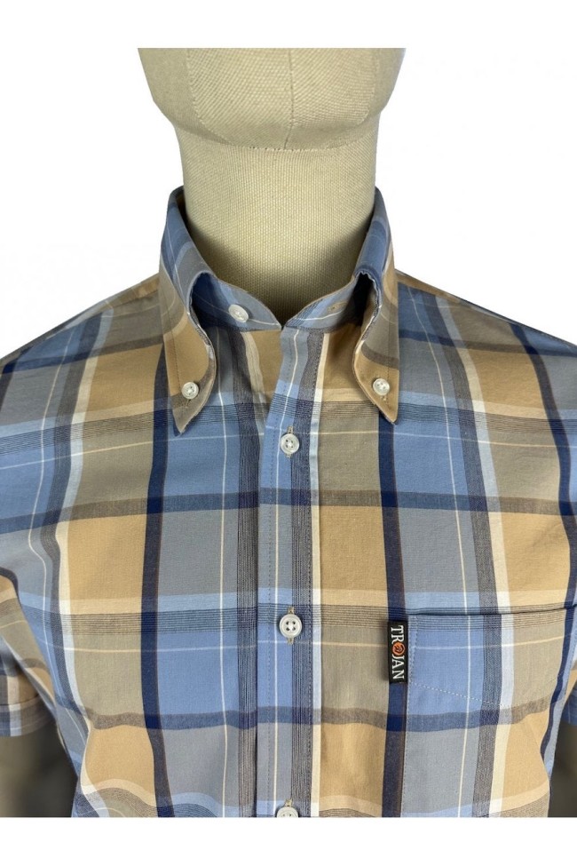 TC1045 H/S B/D Pastel Check Shirt Powder