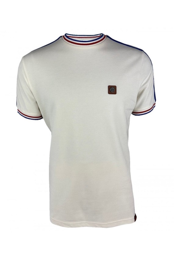 TC1042 Three Colour Tipped Pique T Shirt Ecru
