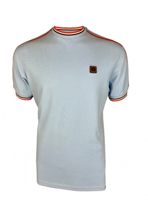 TC1042 Three Colour Tipped Pique T Shirt Powder