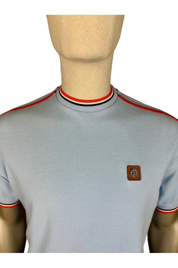 TC1042 Three Colour Tipped Pique T Shirt Powder