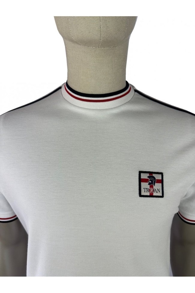 TR9087 St George Badge Pique T Shirt White