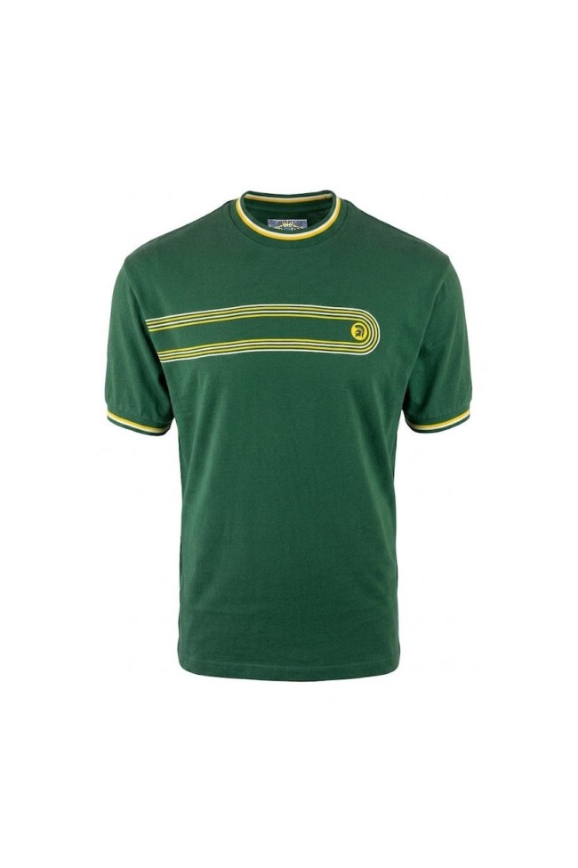 Green TR9137 Retro Stripe Print T Shirt
