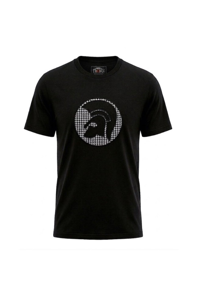 TR9138 Applique Houndstooth Jacquard T Shirt Black
