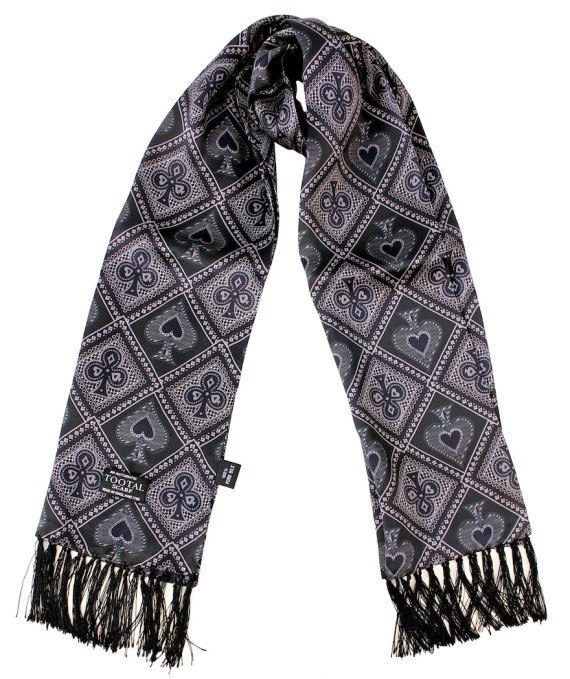 Ace Of Spades Black Silk Scarf Black-026