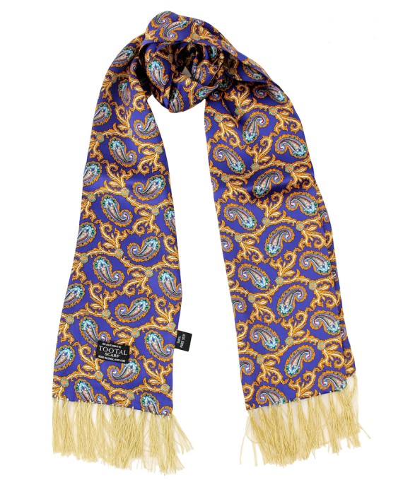 Paisley Navy/Gold Silk Scarf Navy/Gold-733