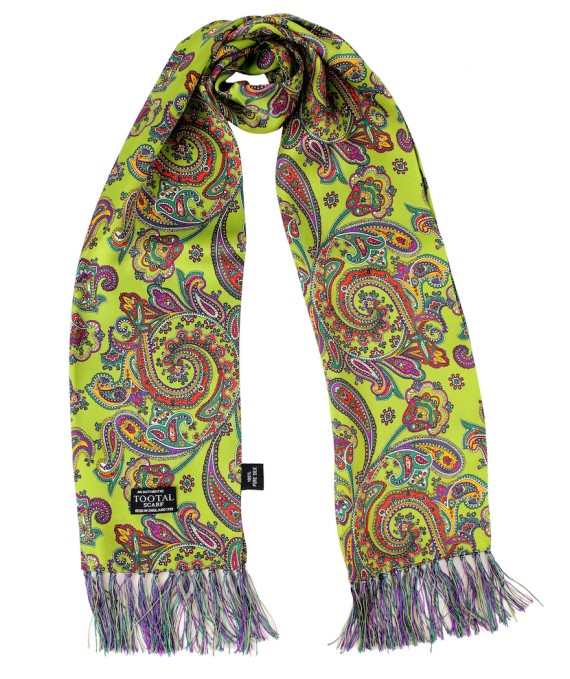 Swirl Paisley Chartreuse Silk Scarf Chartreuse-695