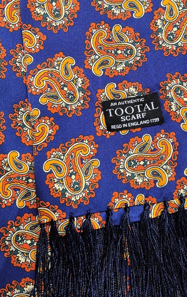 TV5954 Navy Blue Paisley Silk Scarf Navy-058