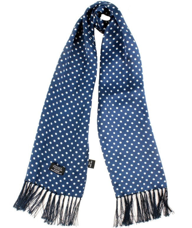 TV1807 Navy Large Polka Dot Print Silk Scarf Navy-058