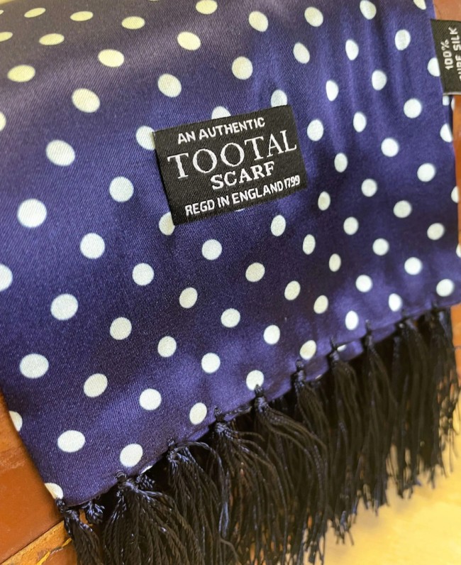TV1807 Navy Large Polka Dot Print Silk Scarf Navy-058