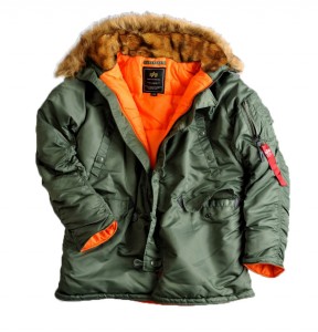 Alpha Industries Bomber Jacket Hooded Parka Coat in Sage Green