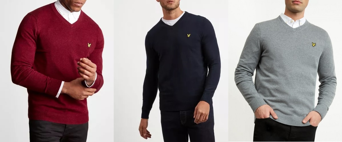 KN401VC Cotton Merino V Neck Jumper by Lyle and Scott