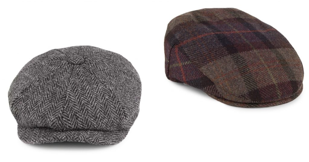 Harris tweed bakerboy cap and wool flatcap by Failsworth