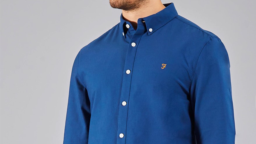 Farah brewer Oxford shirt in Regatta Blue