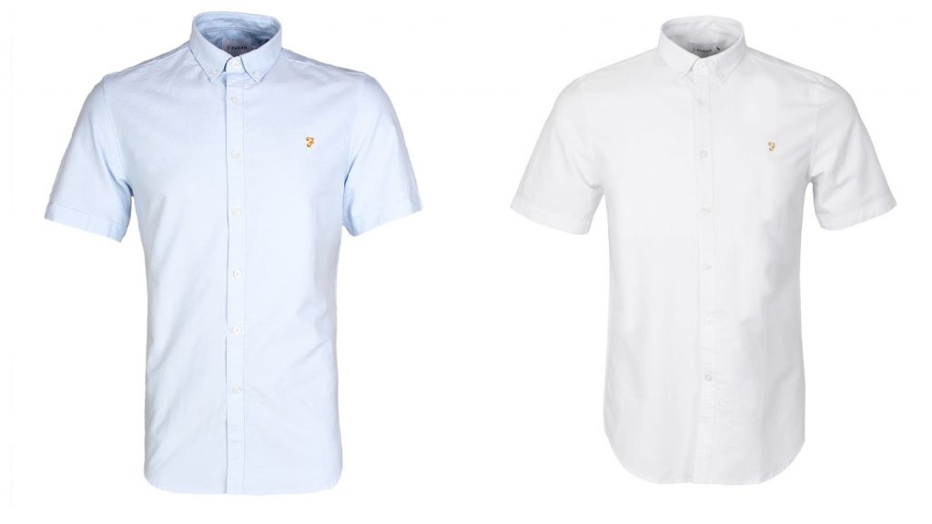Farah Short Sleeve Oxford Shirts in Sky and White