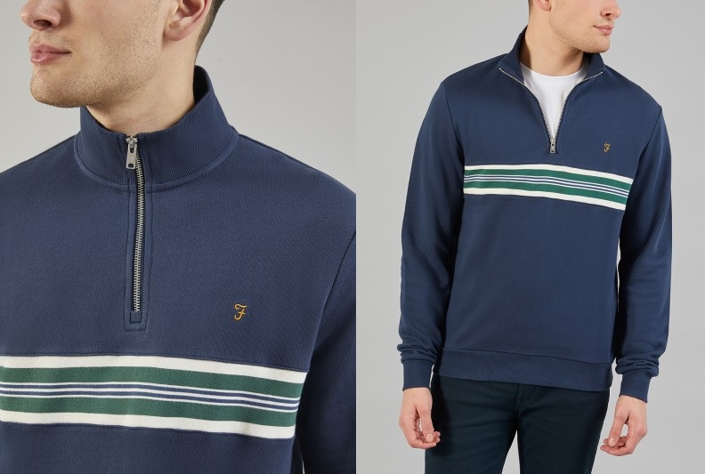  Leeds 1/4 Zip Sweatshirt by Farah -- Yale Blue