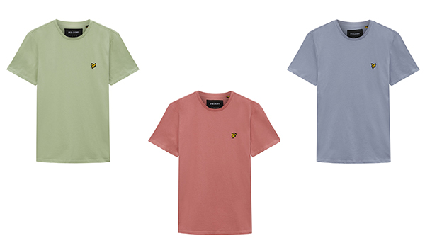 Lyle & Scott Plain T Shirts -- Sea Foam Green, Pink Shadow & Cloud Blue