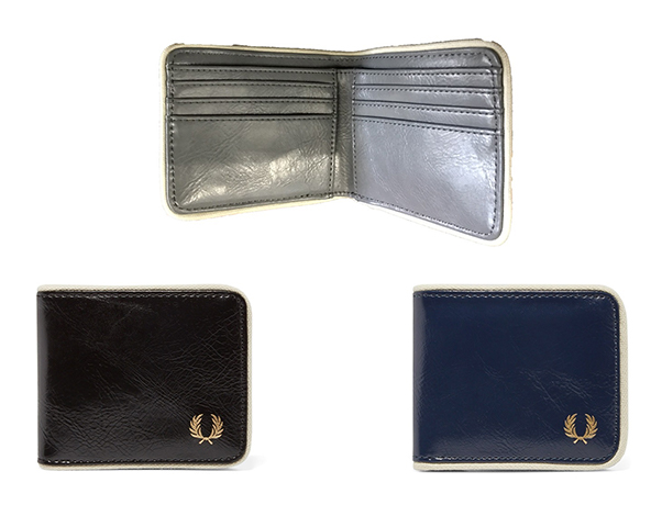 Fred Perry Classic Billfold Wallet -- Black Ecru, Grey & Navy Ecru