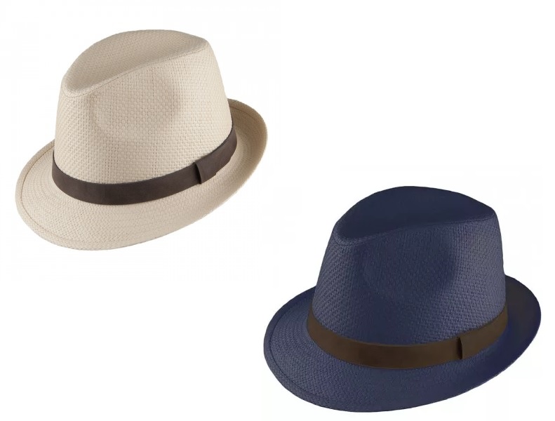 Straw Trilby Hat by Failsworth in Natural and Navy
