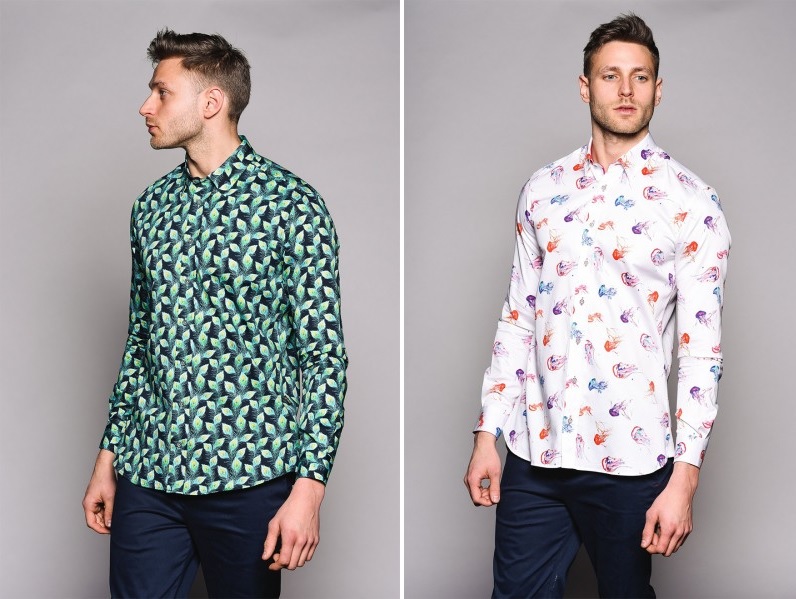 Jellyfish and Peacock Print Shirt by Jiggler Lord Berlue