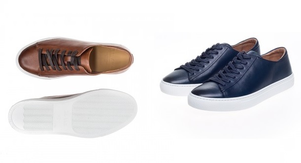 Cape Leather Trainers by John White in Tan and Navy