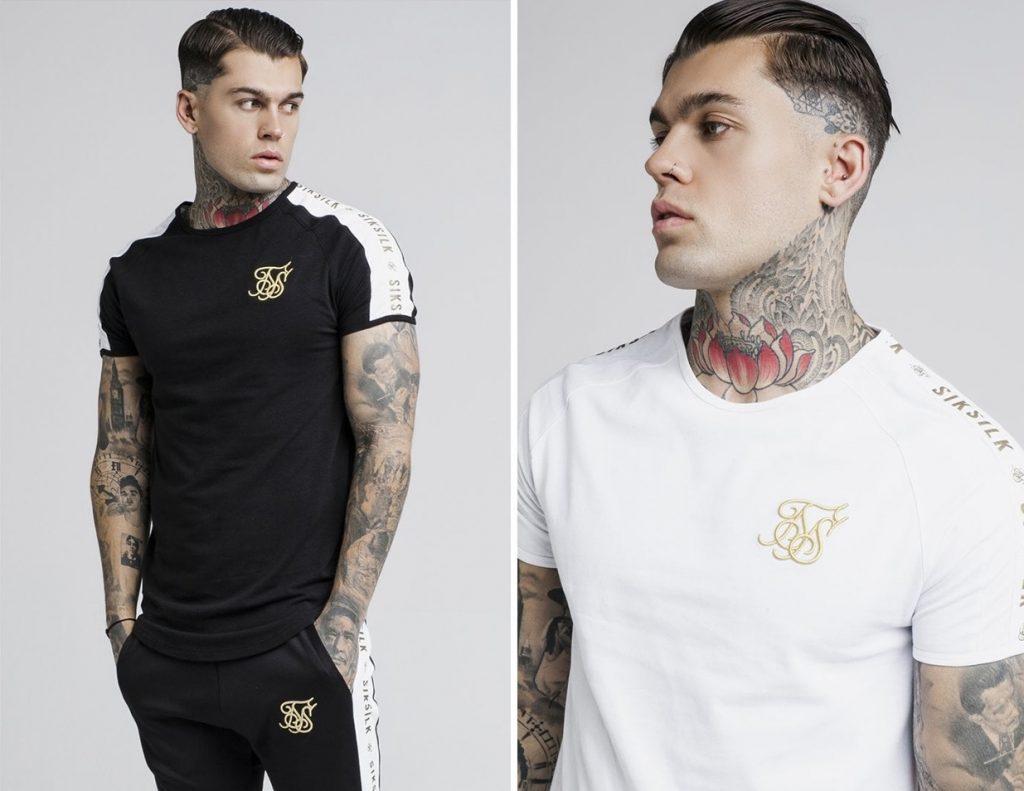 Panel Gym T Shirt by Sik Silk, Black and White