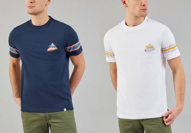 "Ibiza" Flock T Shirts by Farah in Yale and White