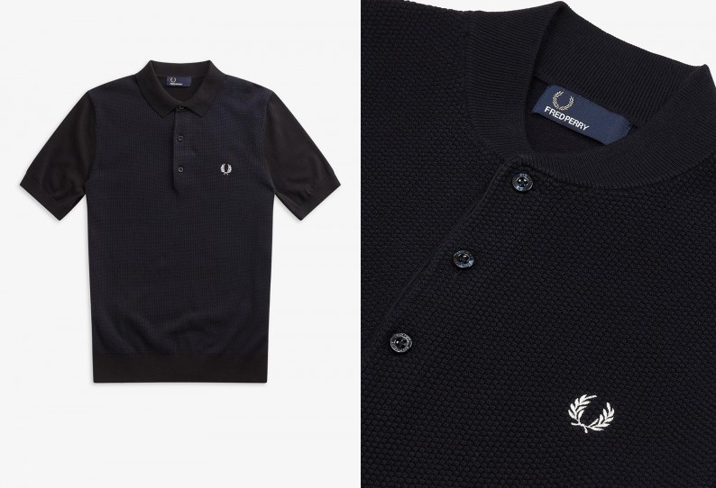 Black Knitted Polo shirts by Fred Perry