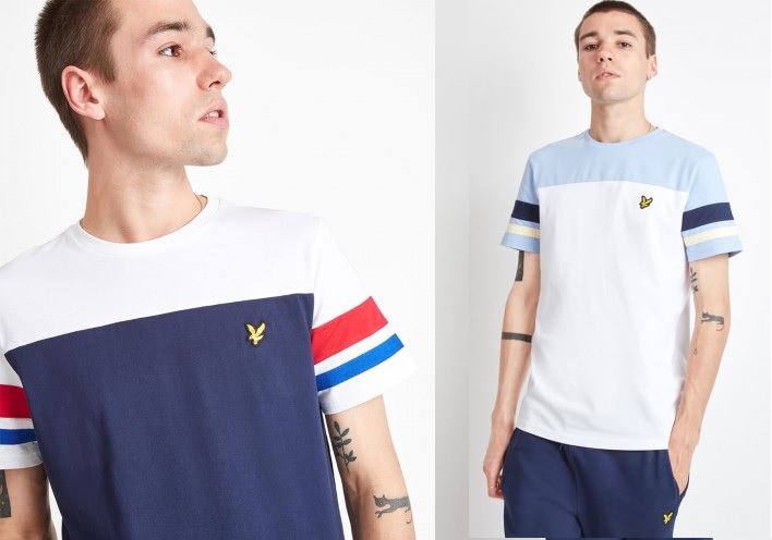 Contrast Band T-Shirt by Lyle & Scott in Navy, White