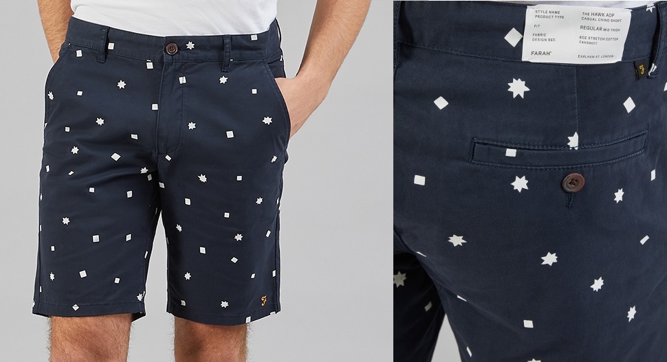 Hawk Printed Short by Farah in Navy