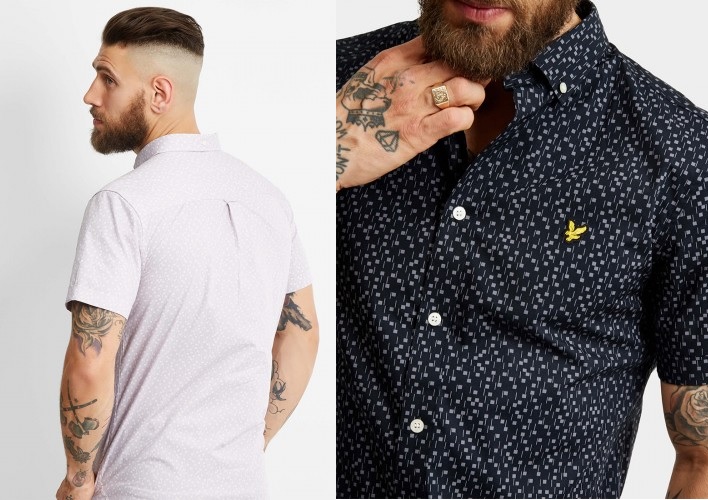 Tile Print Shirt by Lyle & Scott in Lilac, Dark Navy