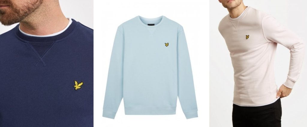 Crew Neck Sweatshirt by Lyle & Scott in Navy, Blue Shore, Dusky Lilac