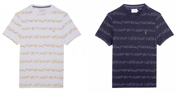 Wilpshire Triangle Print T Shirt by Farah in White, Navy