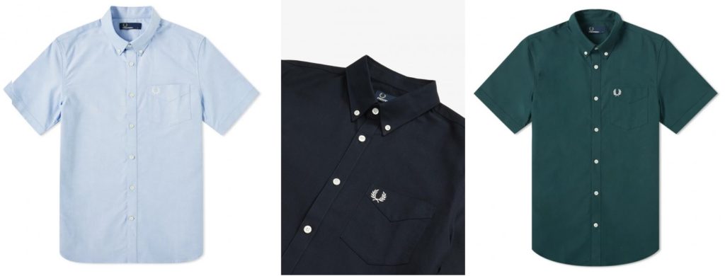 Short Sleeve Oxford Shirt by Fred Perry  |  Light Smoke, Navy, Mallard