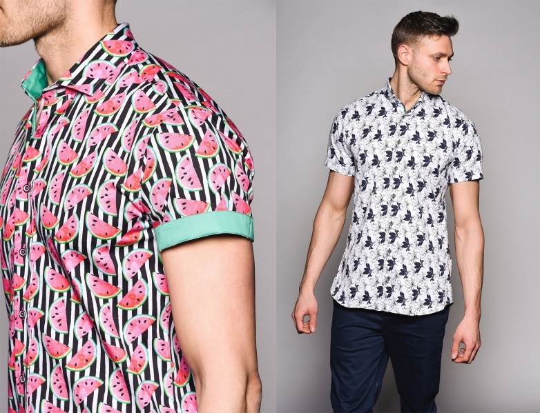 Watermelon and Bird short sleeve shirts by Jiggler Lord Berlue