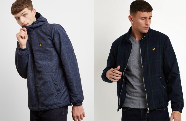 Geo Print Hooded Jacket and Check Harrington Jacket by Lyle and Scott